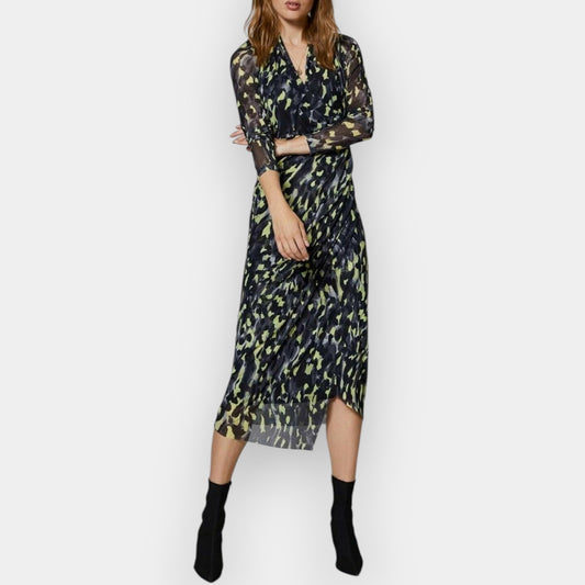 Mint Velvet Green Black Charlotte Wrap Midi Dress AU12 ~ Medium [NEW]