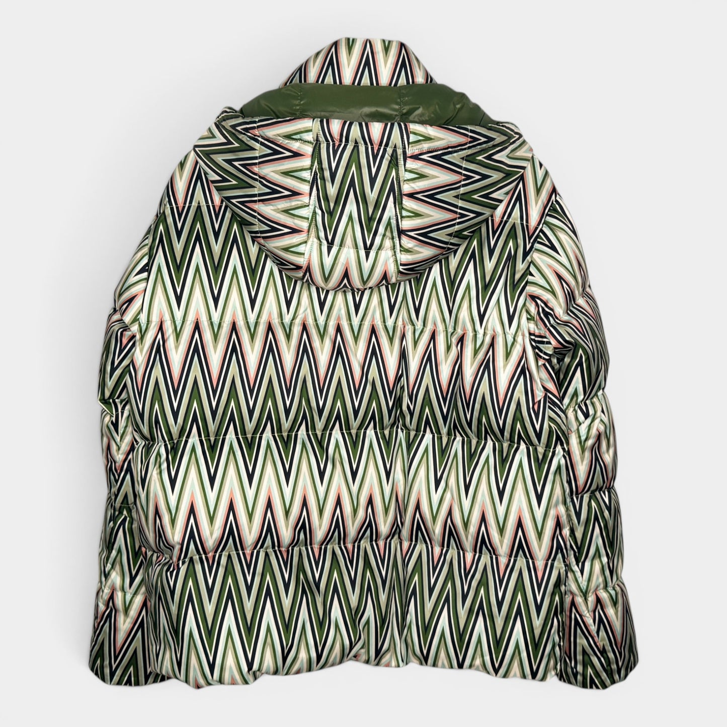 M Missoni Green Pink Chevron Duck Down Puffer Coat IT38 ~ AU8-10