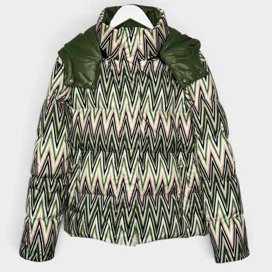 M Missoni Green Pink Chevron Duck Down Puffer Coat IT38 ~ AU8-10
