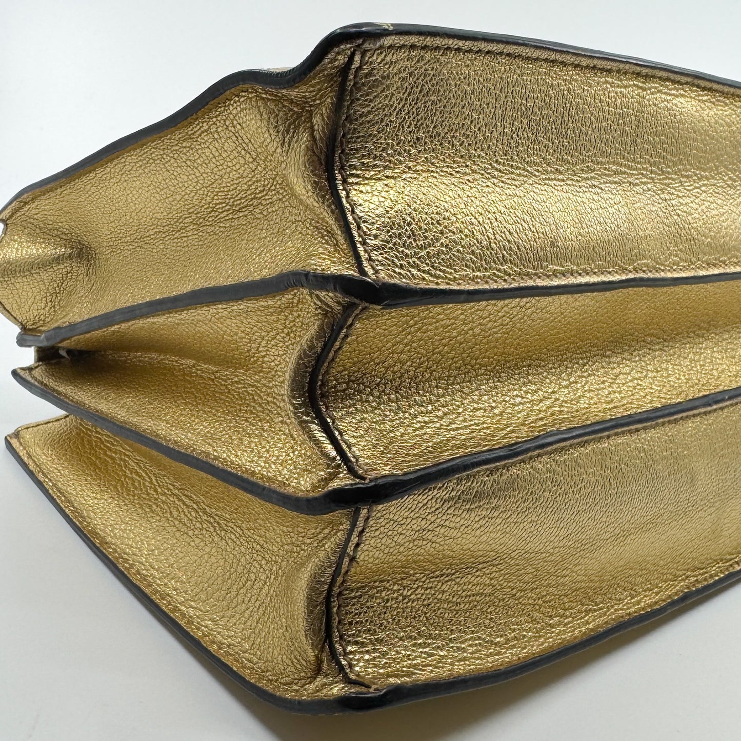 Miu Miu Gold Madras Leather Push Lock Tote Bag