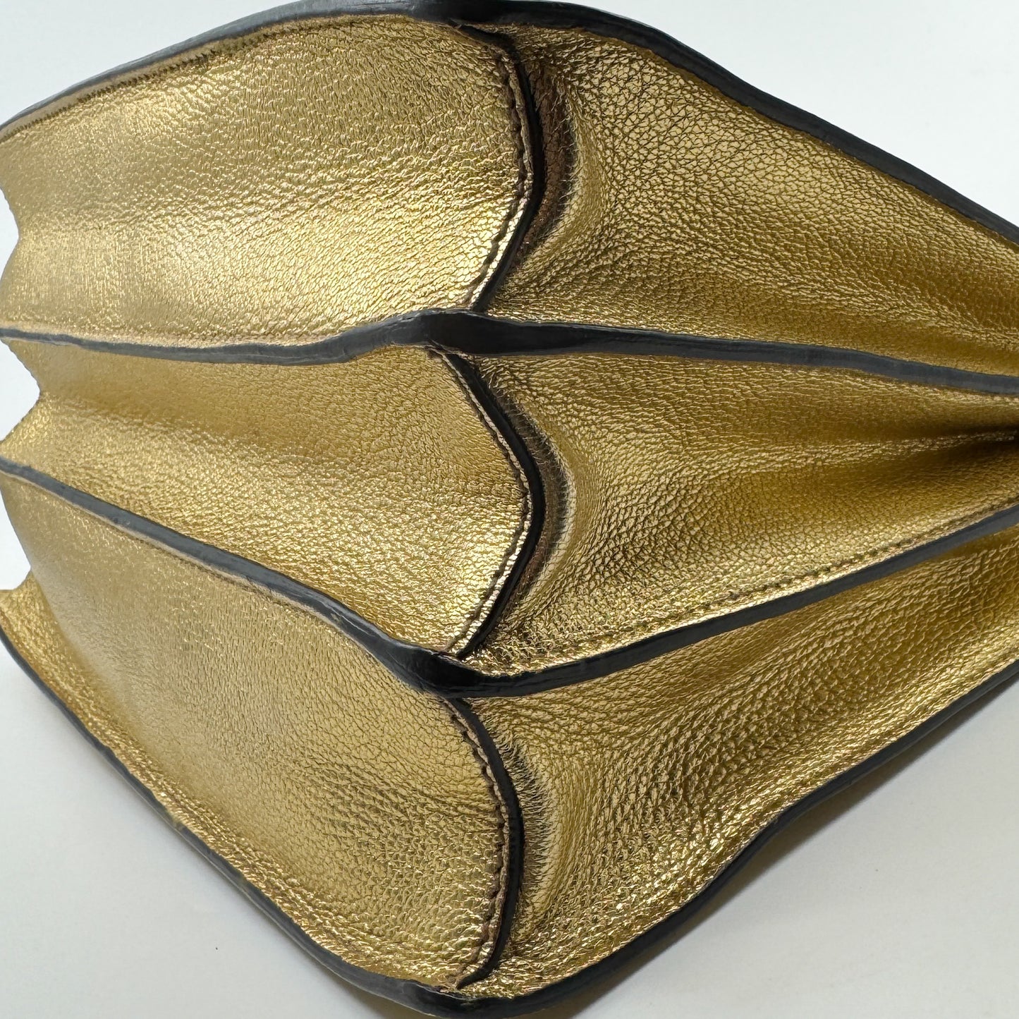 Miu Miu Gold Madras Leather Push Lock Tote Bag