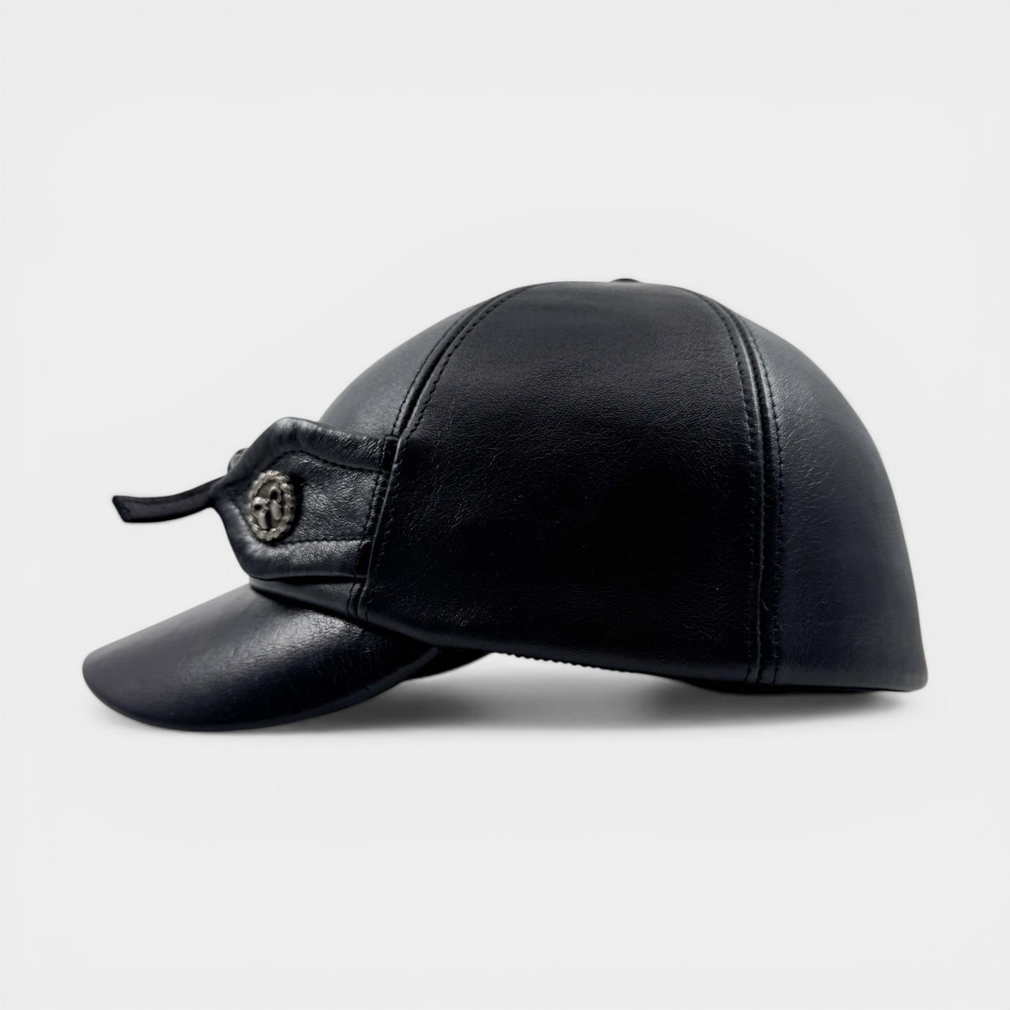 Miu Miu Black Lambs Leather Bow Cap Riding Style Hat