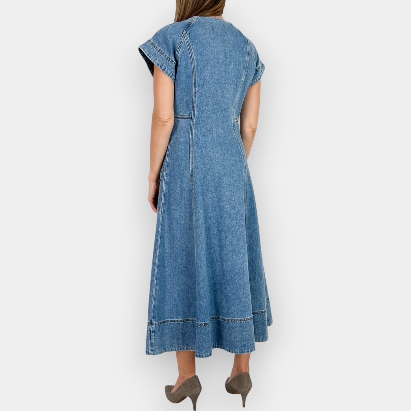 Morrison Light Blue Denim Clovelly Flared Midi Dress 2  ~ AU10-12 [NEW]
