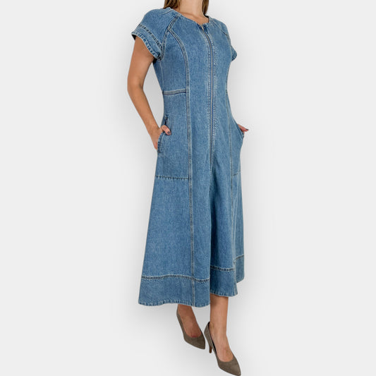 Morrison Light Blue Denim Clovelly Flared Midi Dress 2  ~ AU10-12 [NEW]