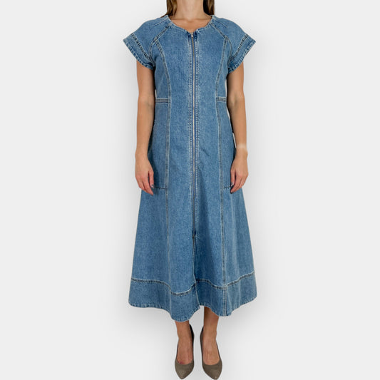Morrison Light Blue Denim Clovelly Flared Midi Dress 2  ~ AU10-12 [NEW]
