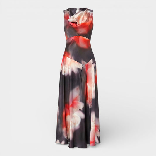 Moss & Spy Red Black Silk Harlow Dress AU10