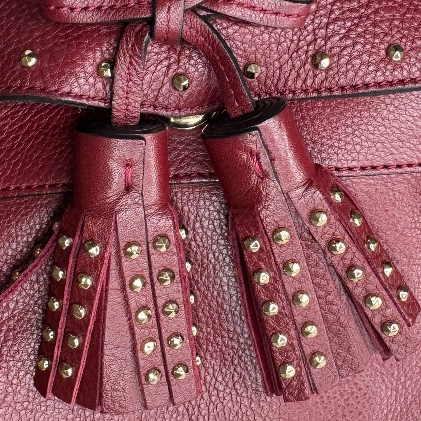 Mulberry Burgundy Leather Tassel Alexa Bag