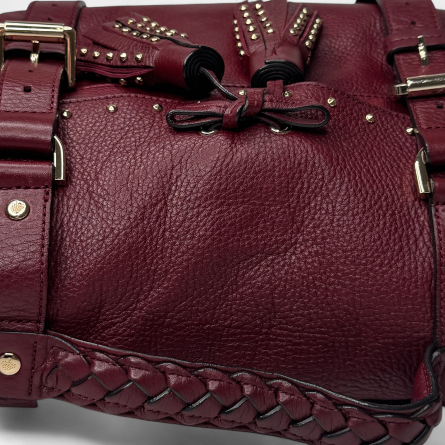 Mulberry Burgundy Leather Tassel Alexa Bag