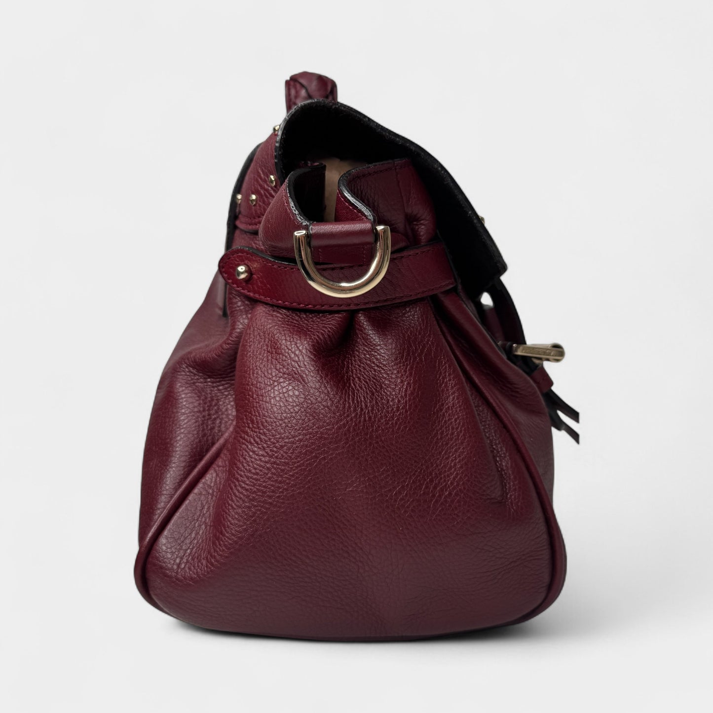 Mulberry Burgundy Leather Tassel Alexa Bag