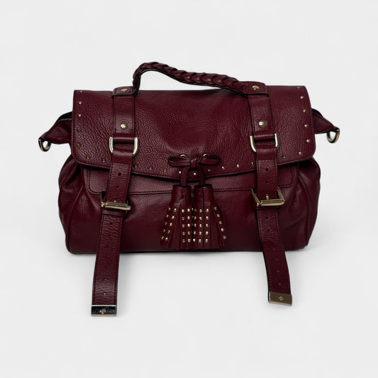 Mulberry Burgundy Leather Tassel Alexa Bag