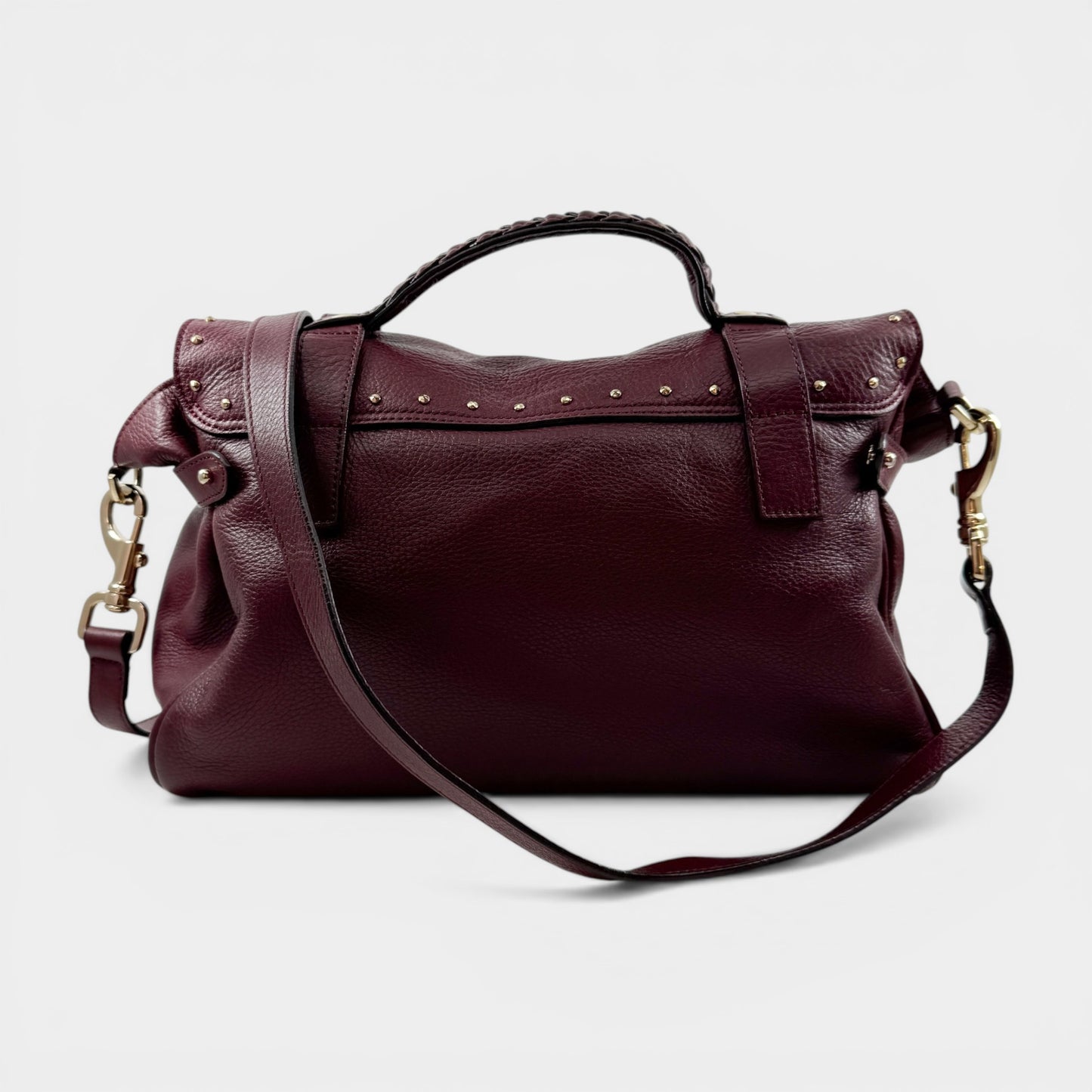 Mulberry Alexa Burgundy Leather Tassel Top Handle Satchel Bag