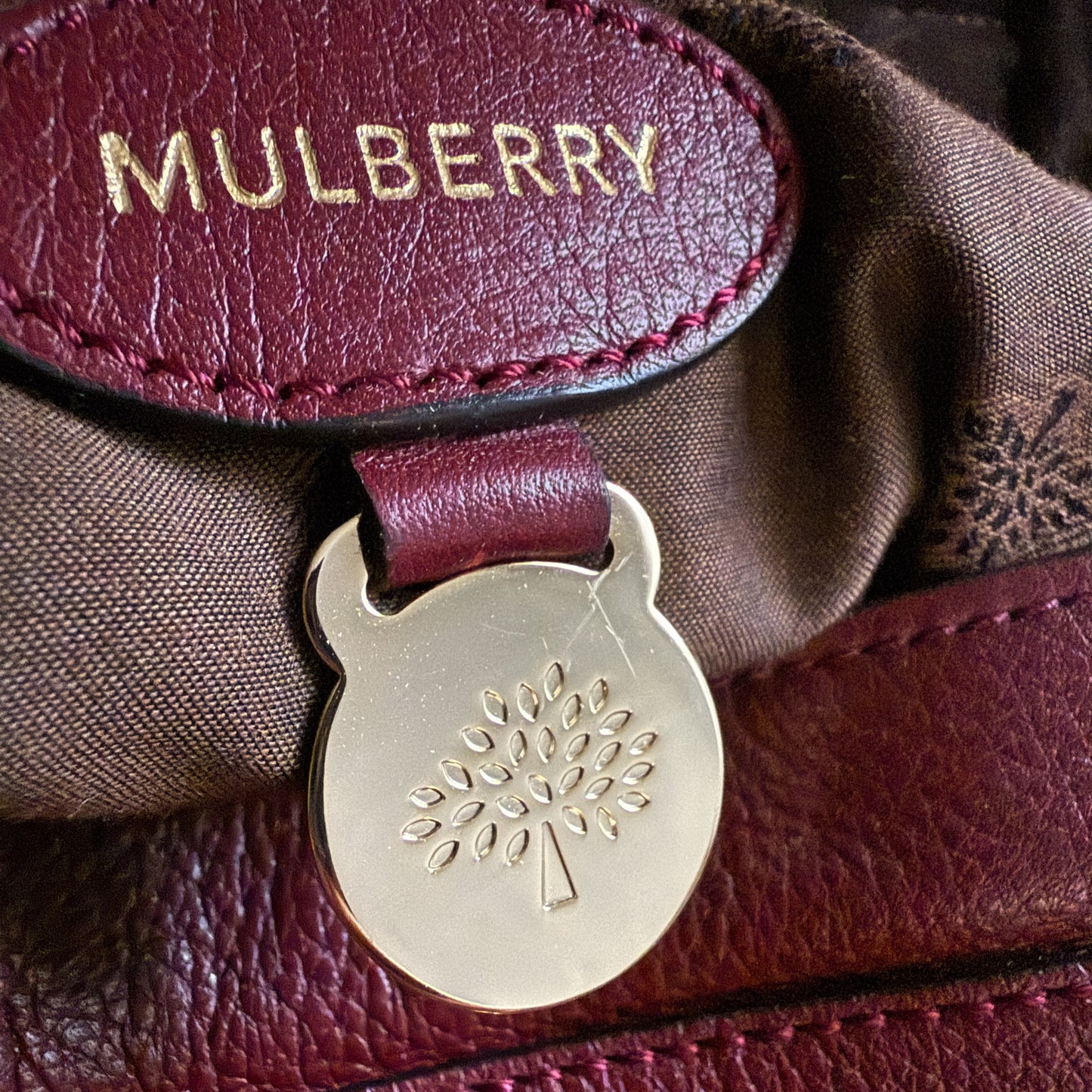 Mulberry Burgundy Leather Tassel Alexa Bag