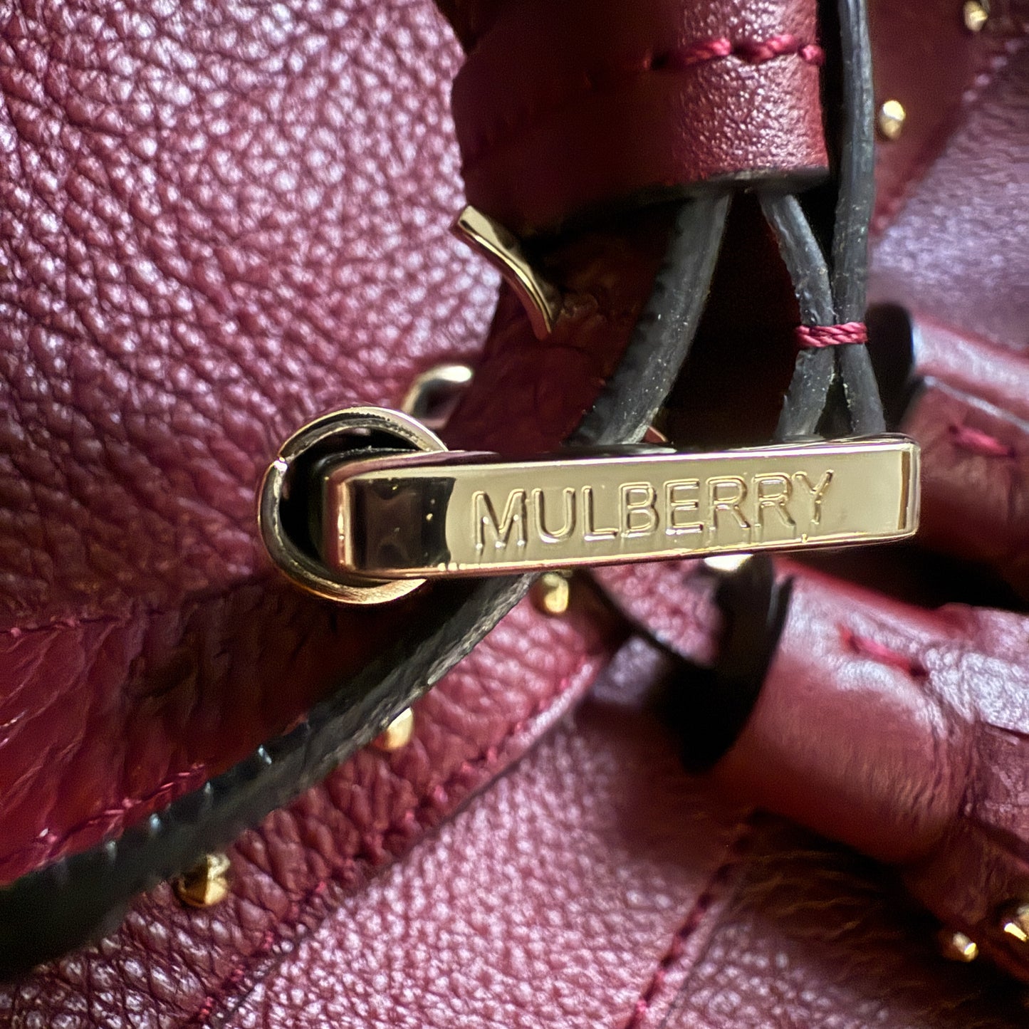 Mulberry Burgundy Leather Tassel Alexa Bag
