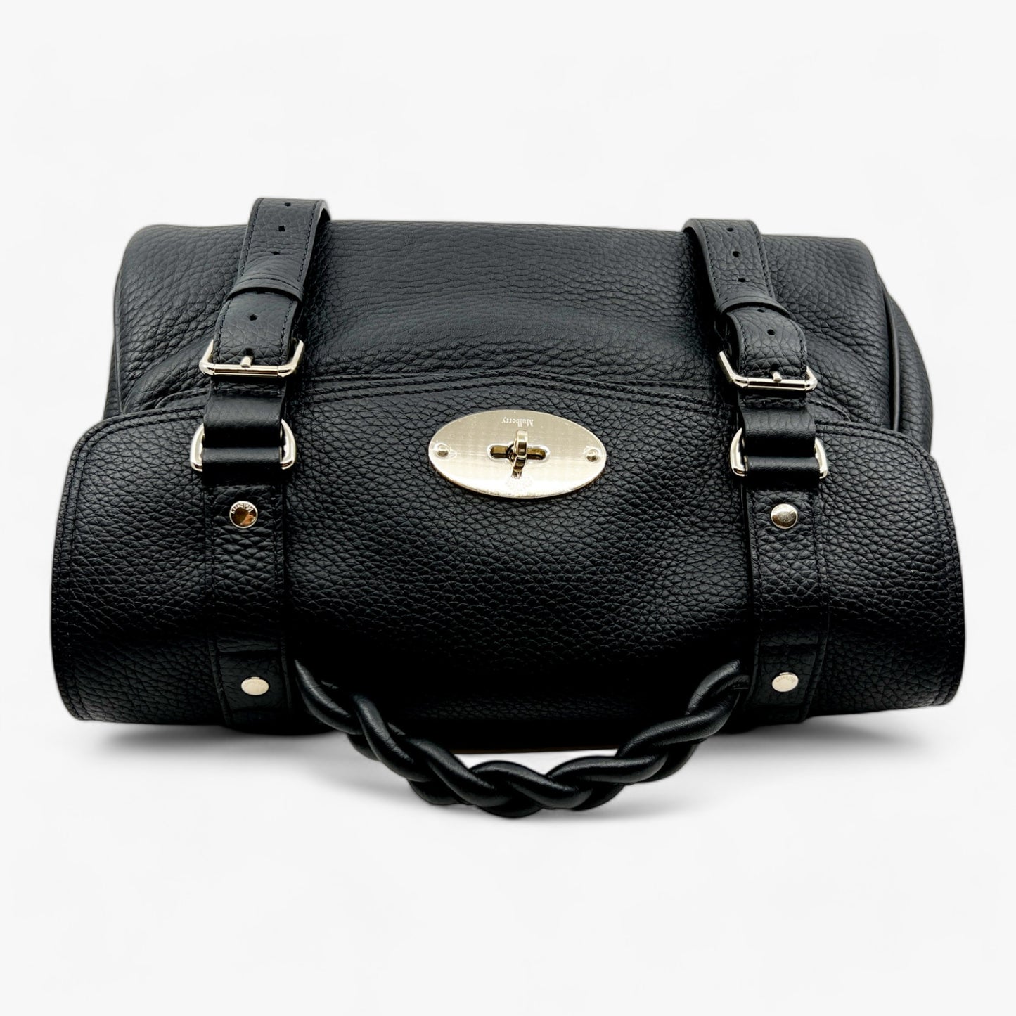 Mulberry Alexa Black Heavy Grain Leather Top Handle Bag