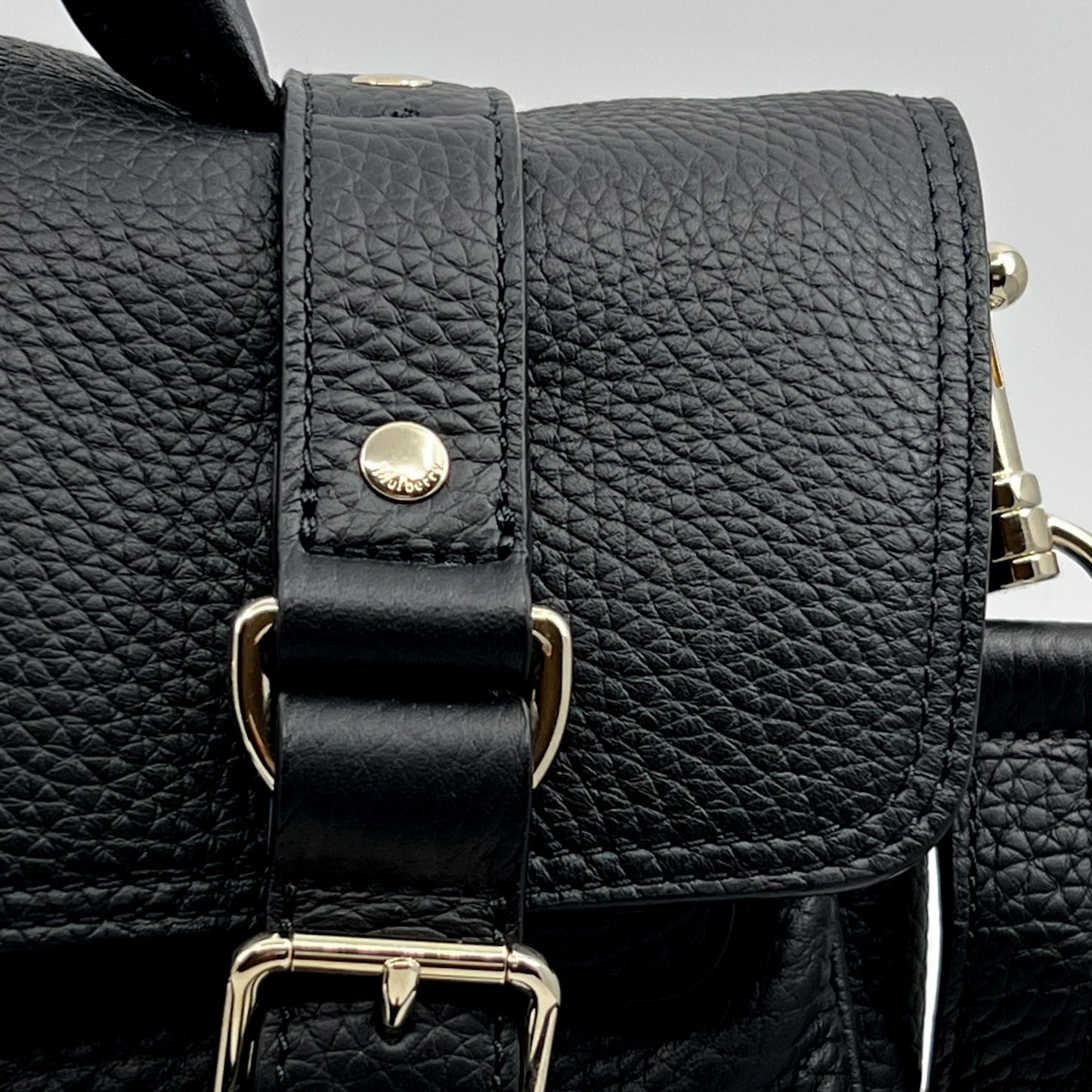 Mulberry Alexa Black Heavy Grain Leather Top Handle Bag