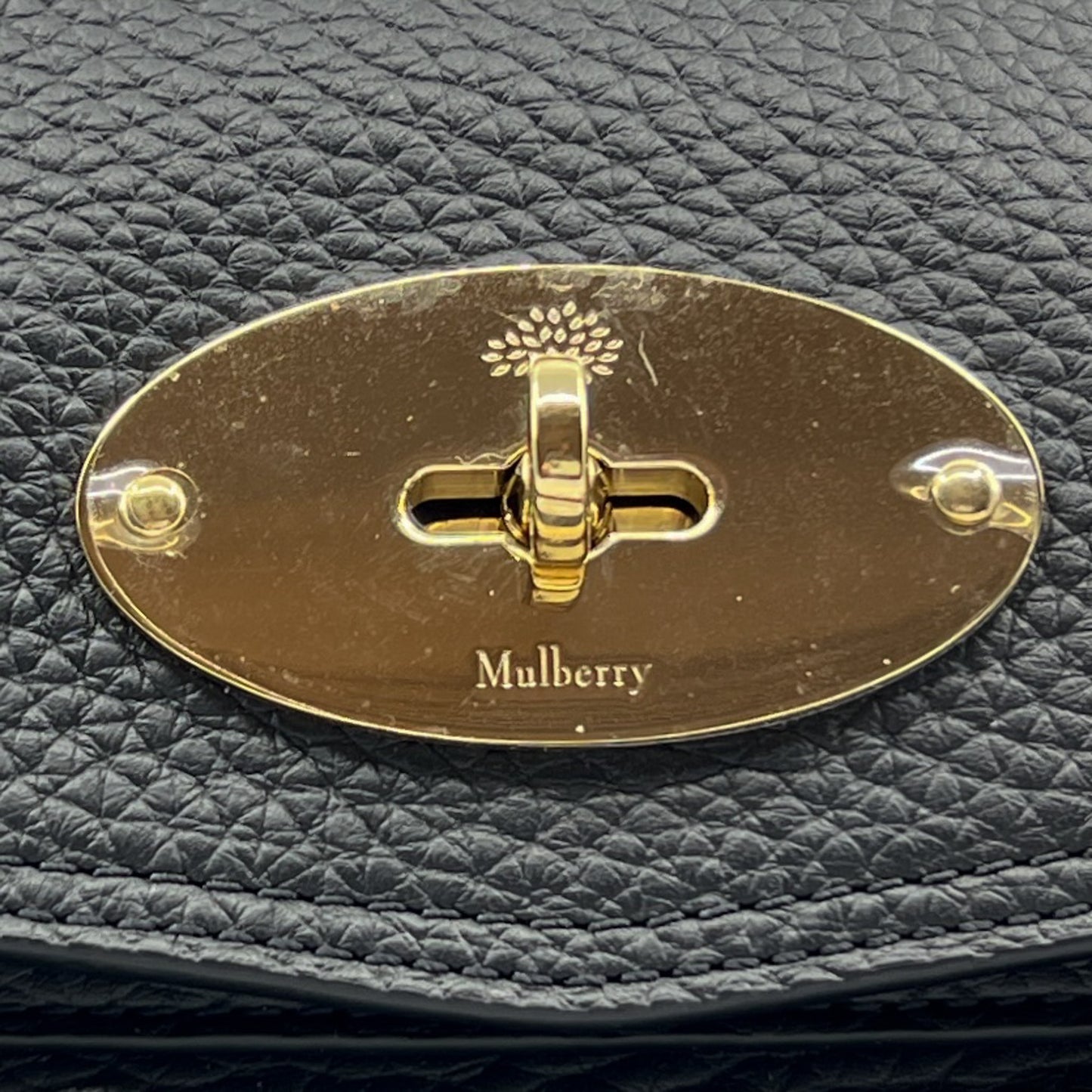 Mulberry Alexa Black Heavy Grain Leather Top Handle Bag