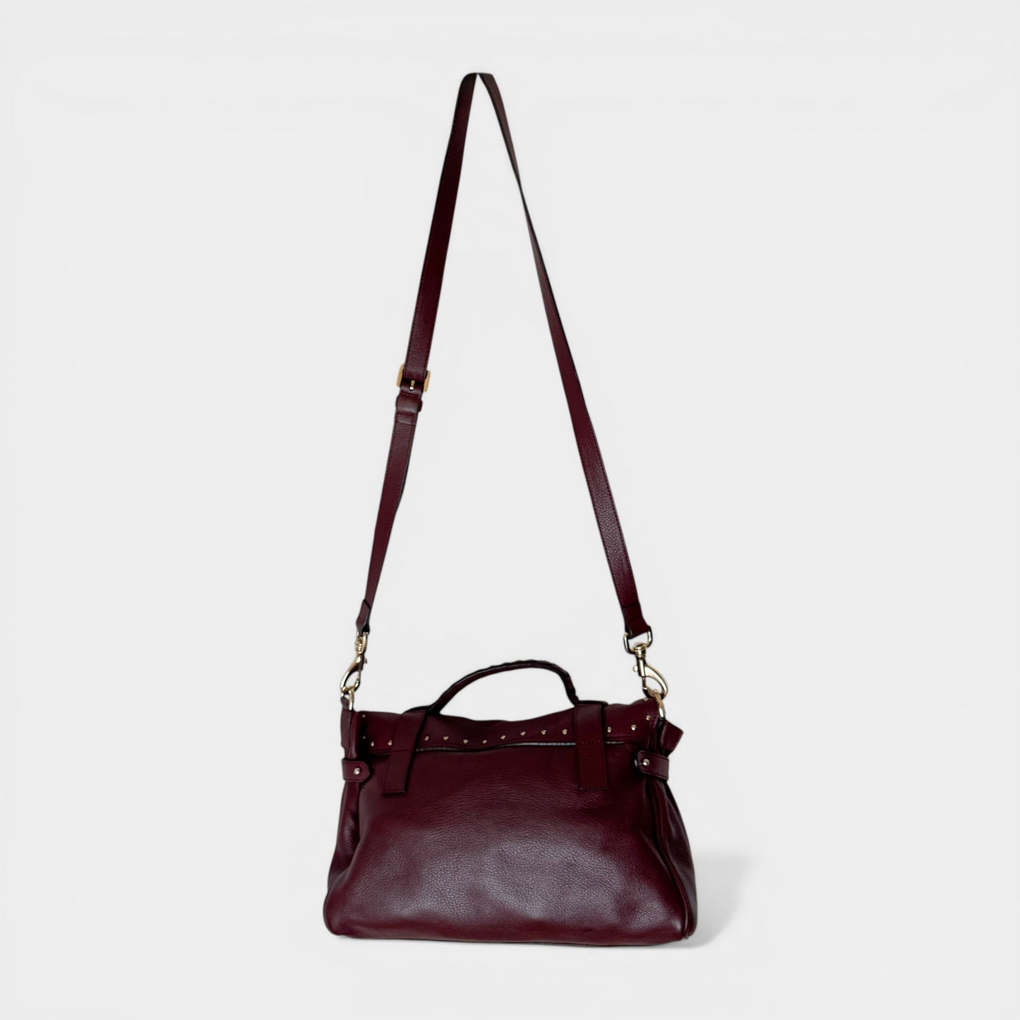 Mulberry Alexa Burgundy Leather Tassel Top Handle Satchel Bag