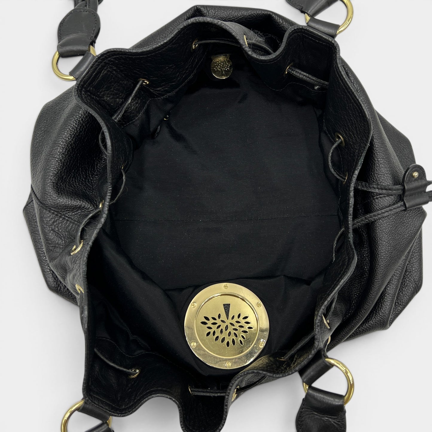 Mulberry Black Leather Daria Drawstring Shoulder Bag