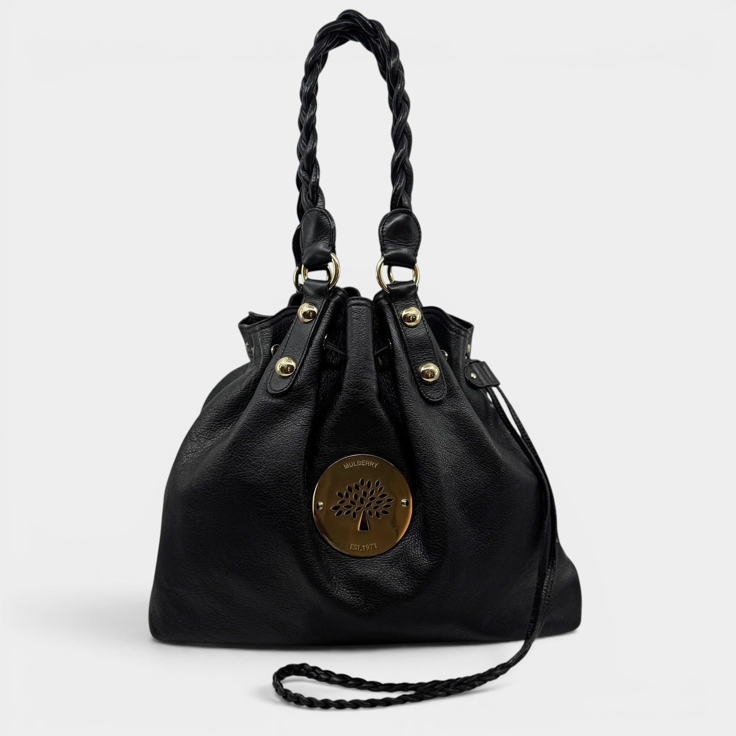 Mulberry Black Leather Daria Drawstring Shoulder Bag