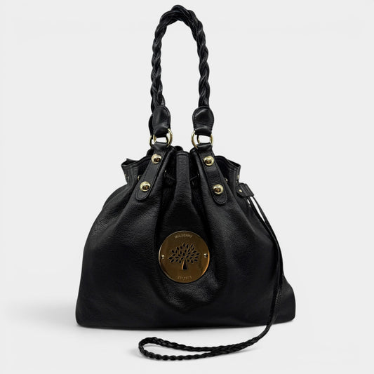Mulberry Black Leather Daria Drawstring Shoulder Bag