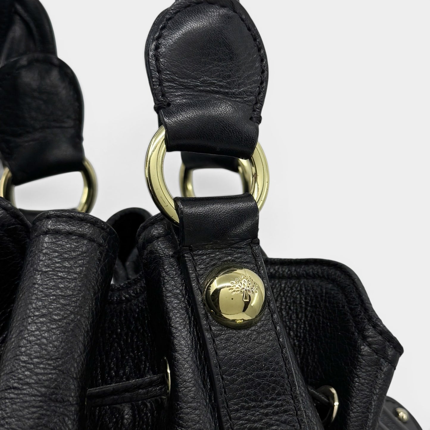 Mulberry Black Leather Daria Drawstring Shoulder Bag