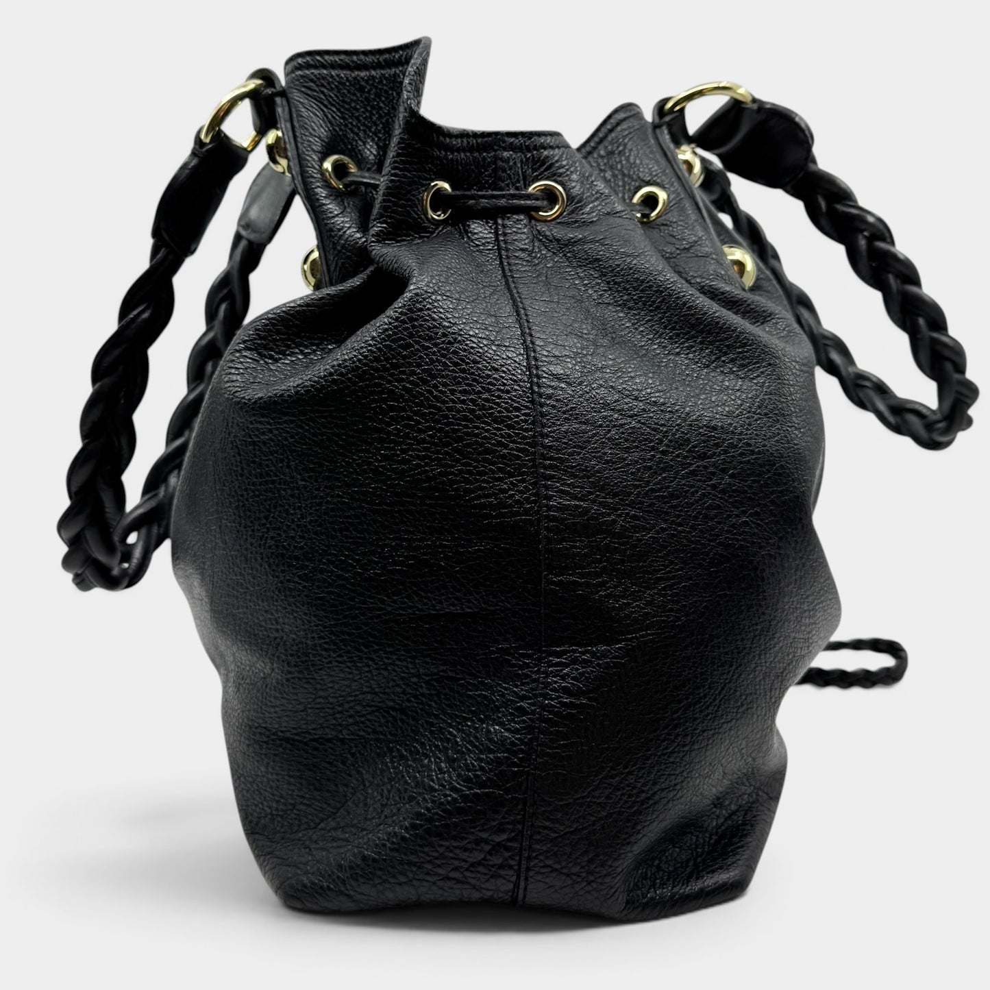 Mulberry Black Leather Daria Drawstring Shoulder Bag