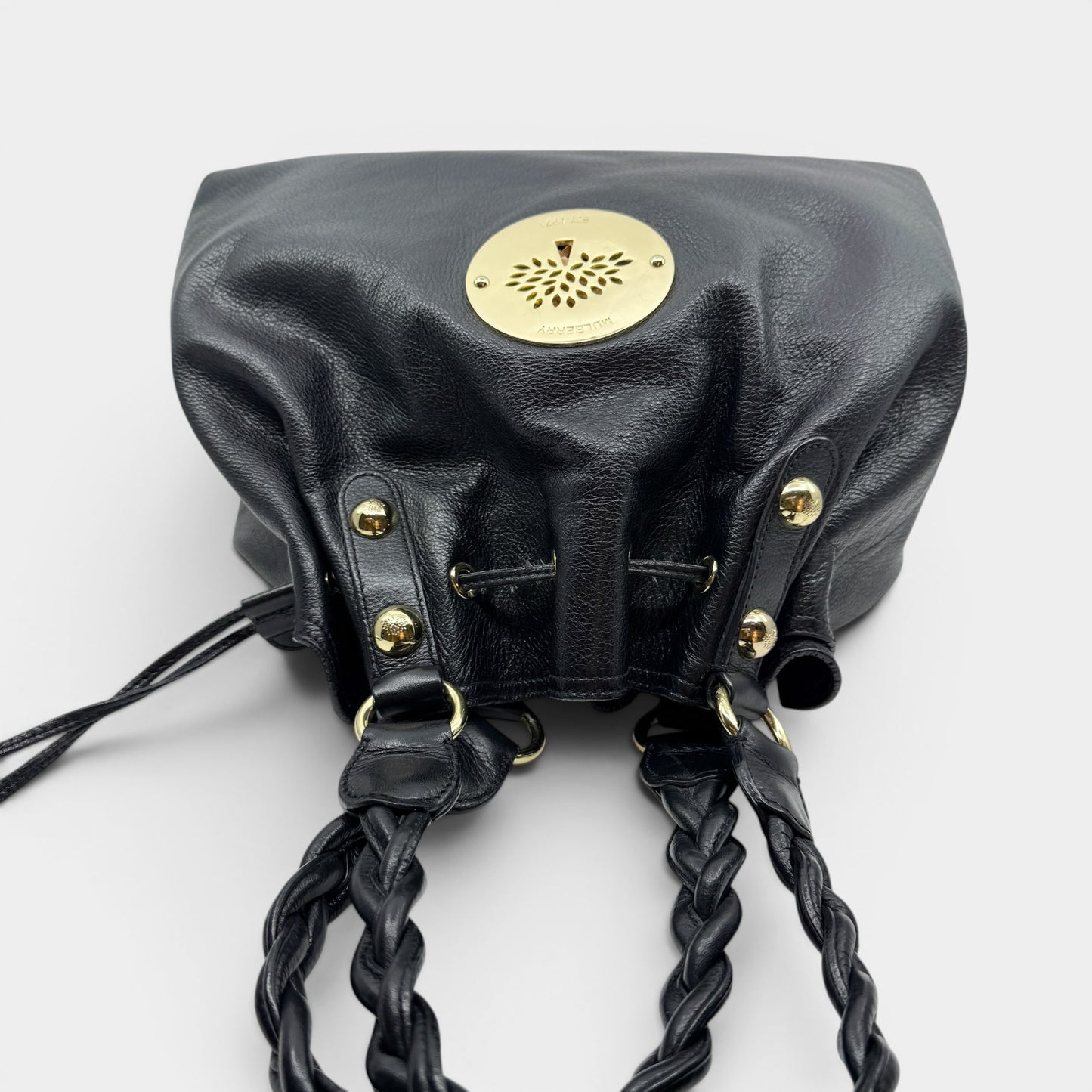 Mulberry Black Leather Daria Drawstring Shoulder Bag