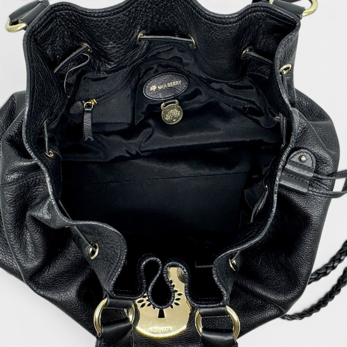 Mulberry Black Leather Daria Drawstring Shoulder Bag