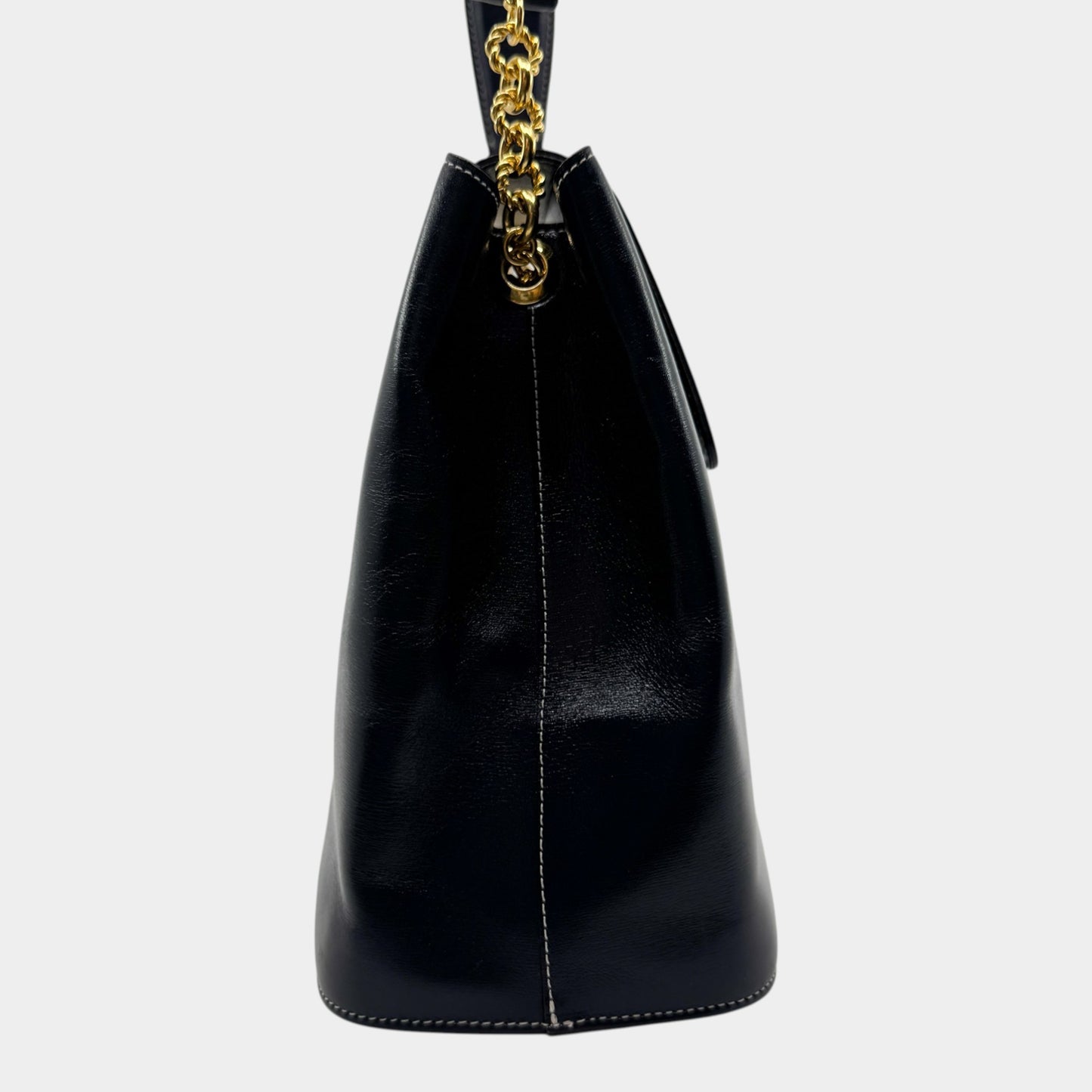 Pierre Balmain Paris 80s Vintage Blue Black Cream Flap Leather Top Handle Bag