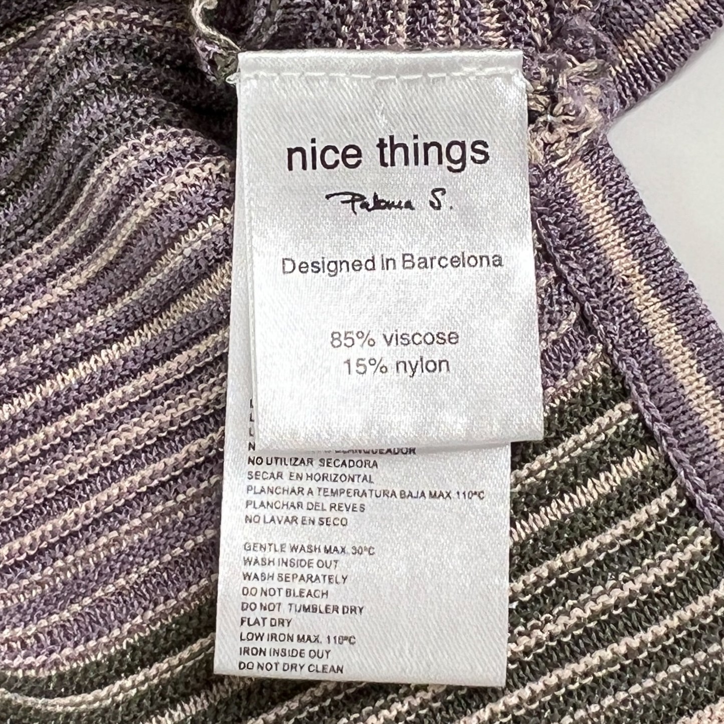 Paloma S Nice Things Purple Green Tricolor Rib Dress Large ~ AU12-14 [NEW]