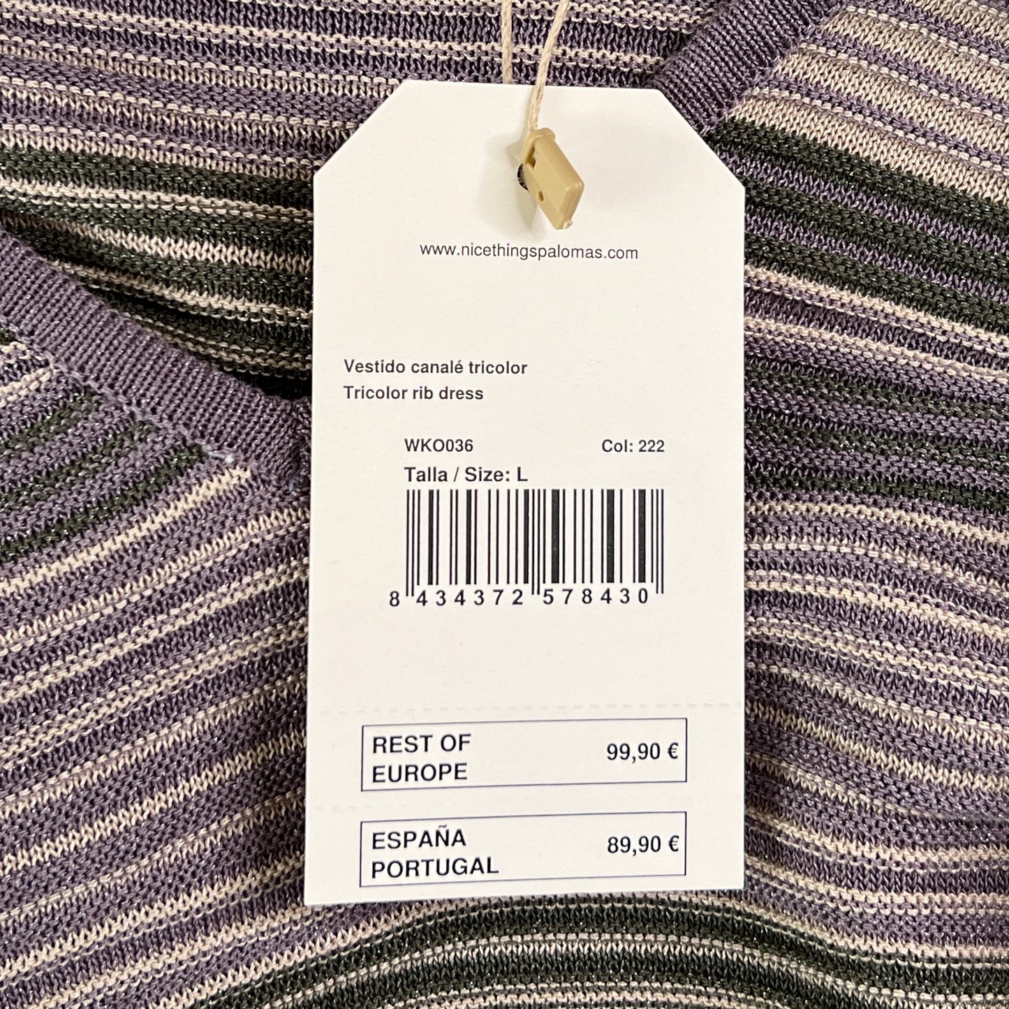 Paloma S Nice Things Purple Green Tricolor Rib Dress Large ~ AU12-14 [NEW]
