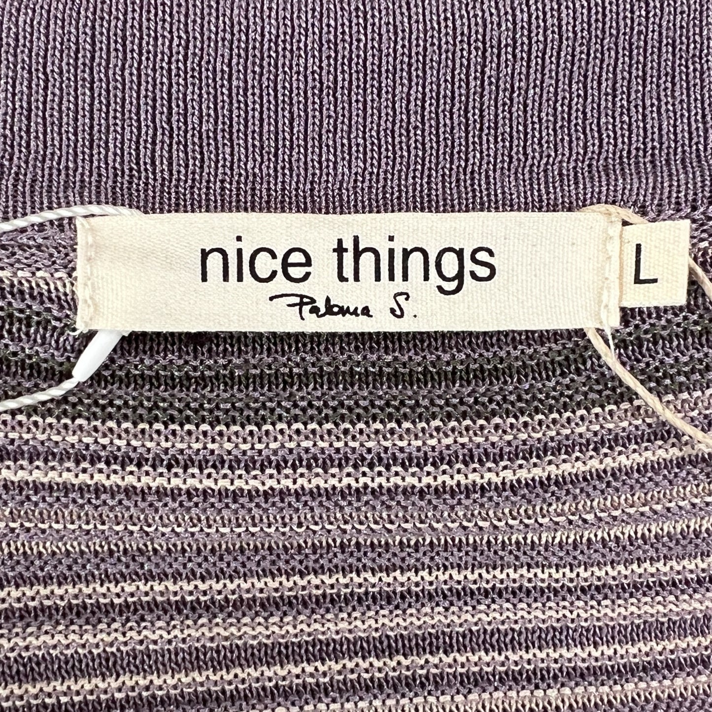 Paloma S Nice Things Purple Green Tricolor Rib Dress Large ~ AU12-14 [NEW]