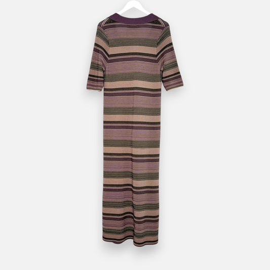 Paloma S Nice Things Purple Green Tricolor Rib Dress Large ~ AU12-14 [NEW]