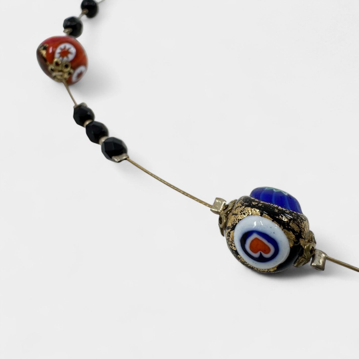 Ophelia Black & Multicoloured Murano Glass Beaded Necklace