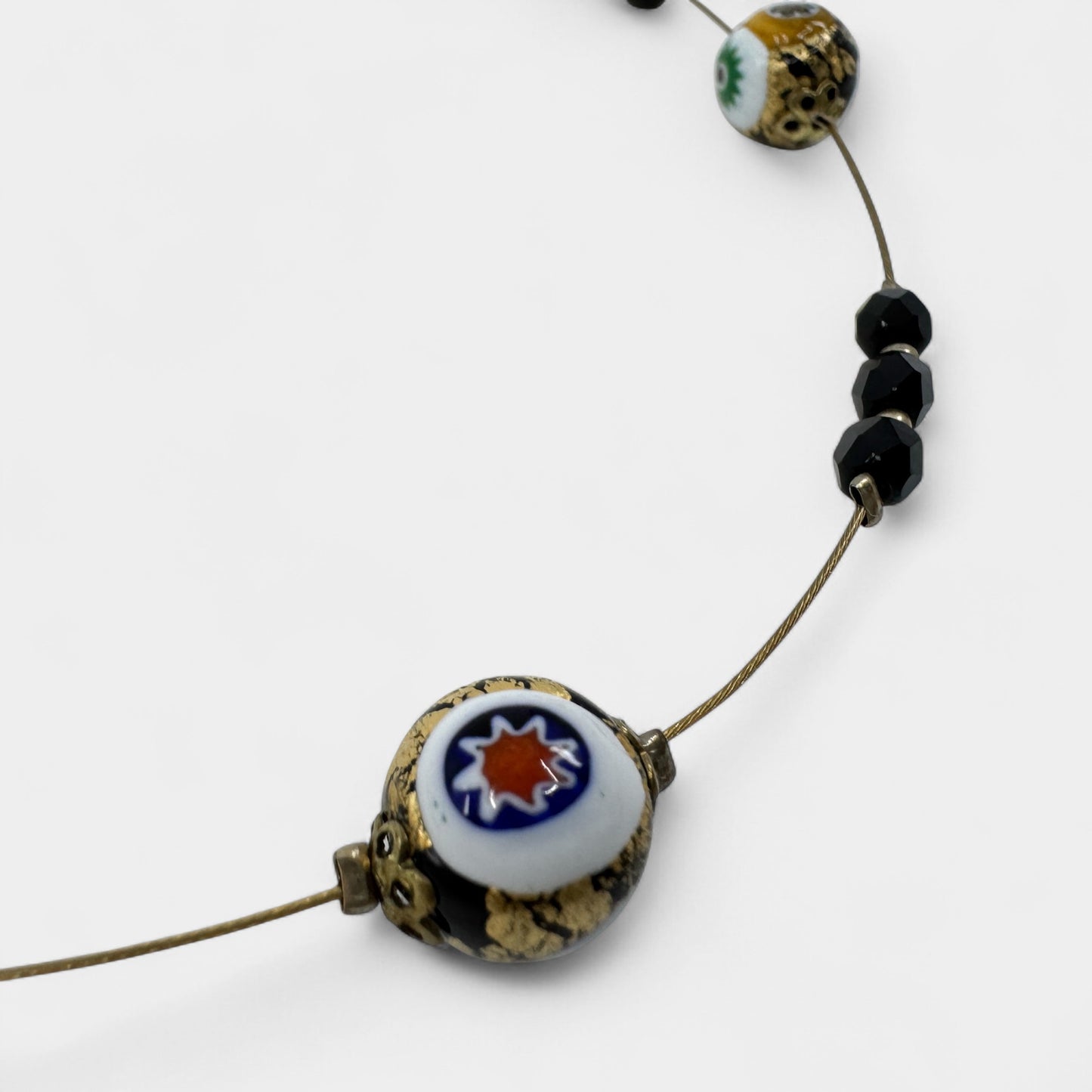 Ophelia Black & Multicoloured Murano Glass Beaded Necklace