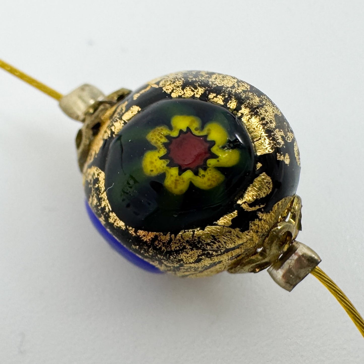 Ophelia Black & Green Blue Murano Glass Beaded Necklace