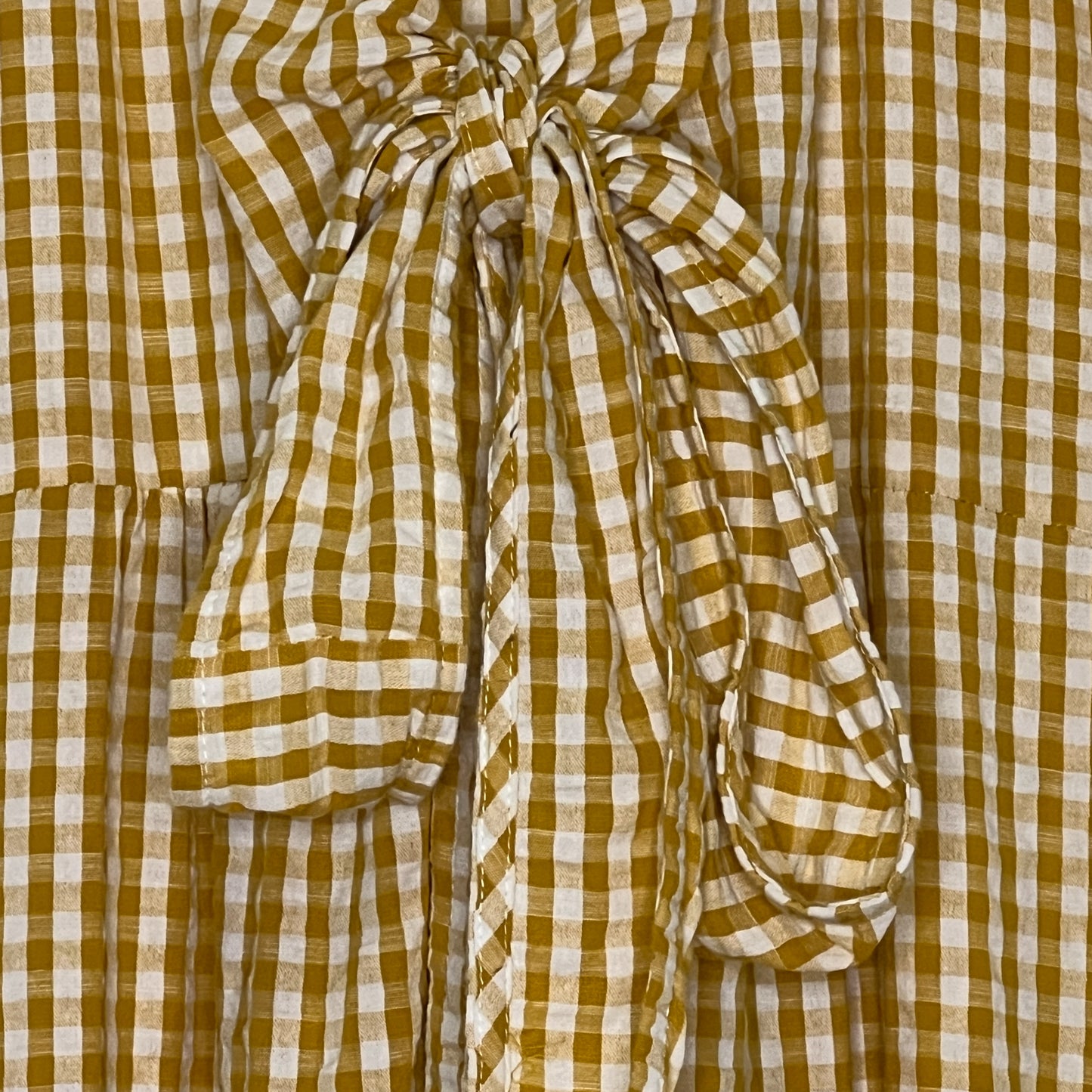 Opia Byron Bay Yellow Tie Front Gingham Midi Dress S ~ AU10