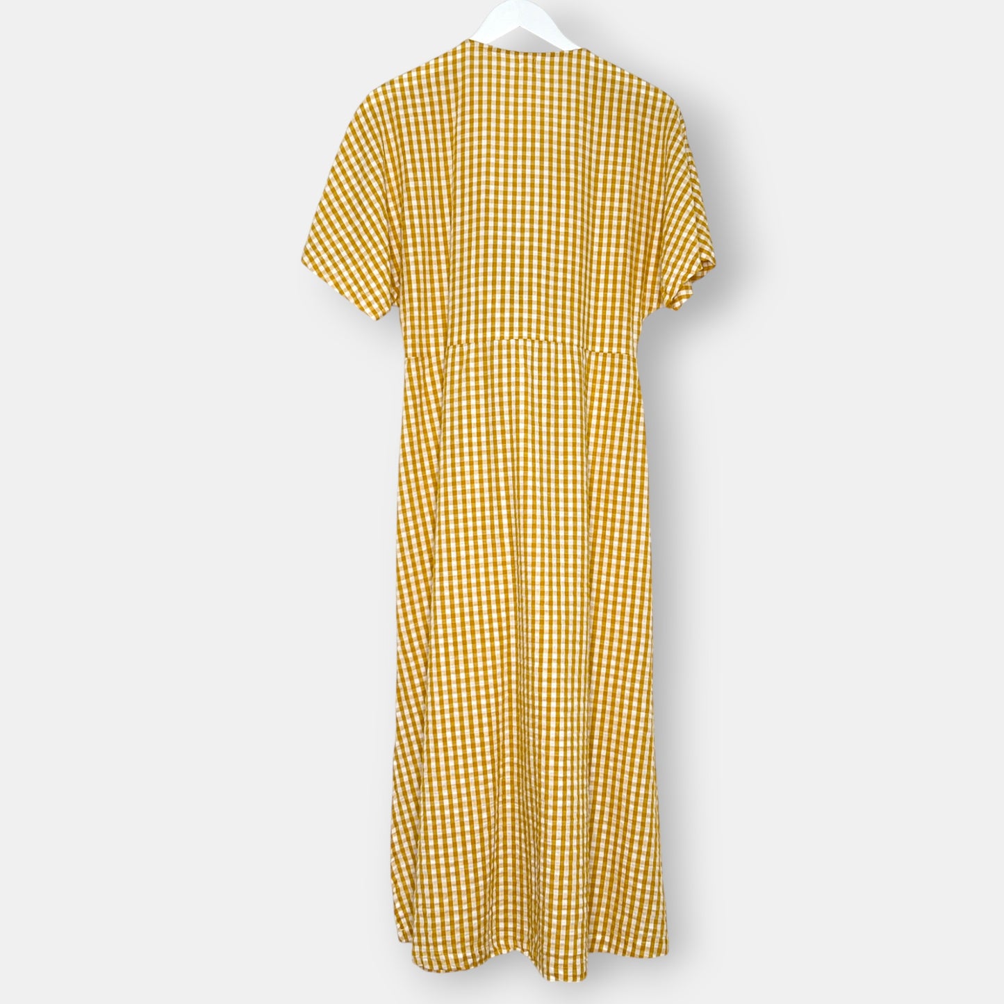 Opia Byron Bay Yellow Tie Front Gingham Midi Dress S ~ AU10