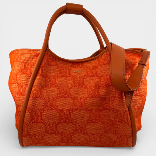Max Mara Monogram Marin Orange Canvas & Leather Handbag