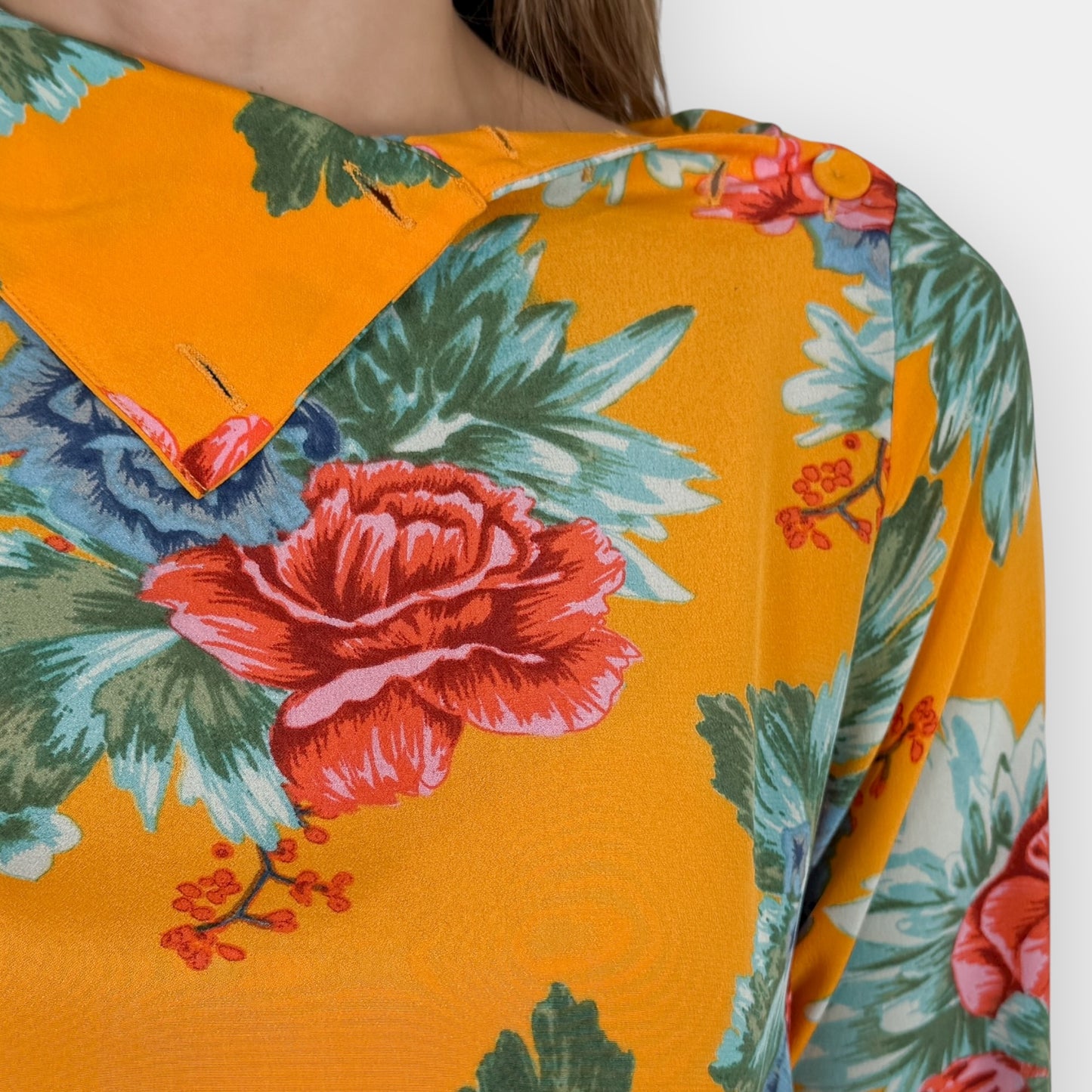 Scanlan Theodore Orange Floral Silk Midi Dress AU8 (~AU10)