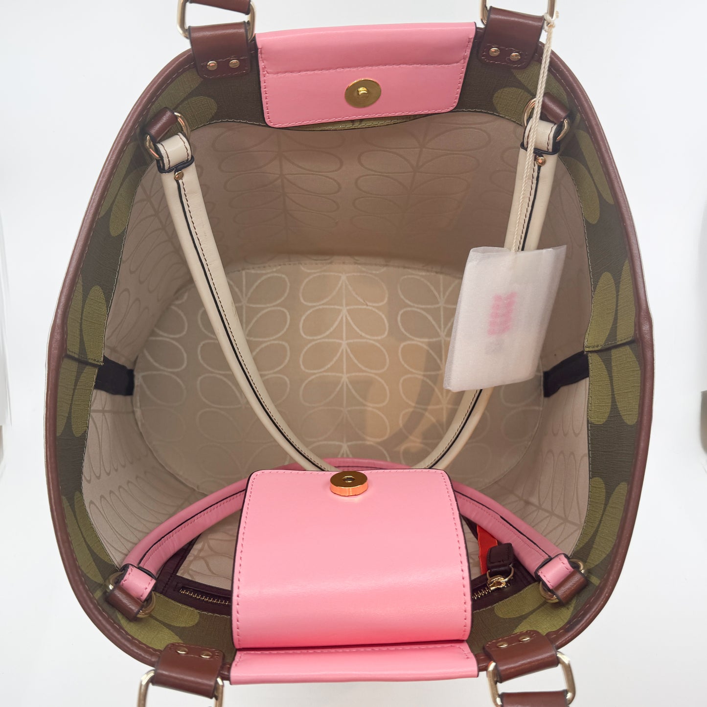 Orla Kiely Olive Green Solid Stem Smile Tote Bag