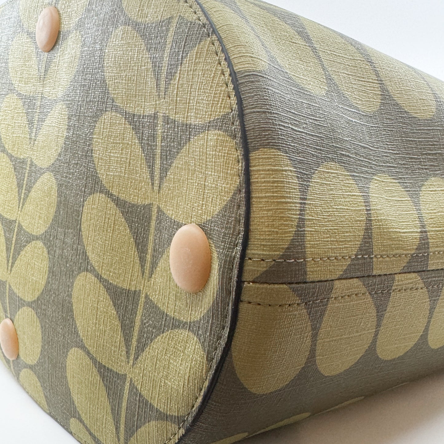 Orla Kiely Olive Green Solid Stem Smile Tote Bag