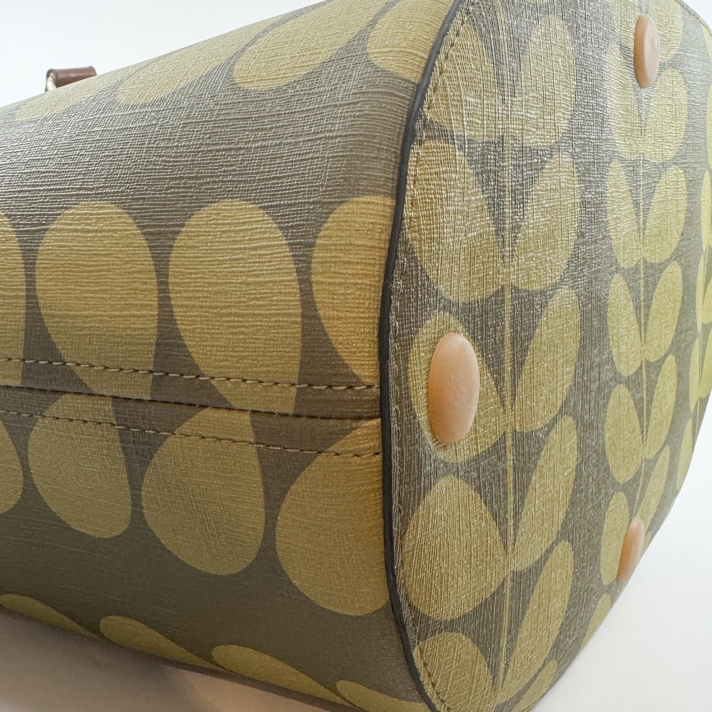 Orla Kiely Olive Green Solid Stem Smile Tote Bag