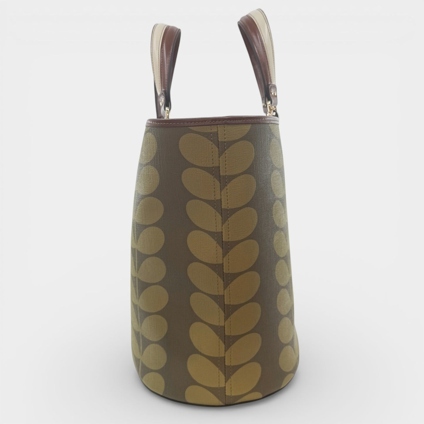 Orla Kiely Olive Green Solid Stem Smile Tote Bag