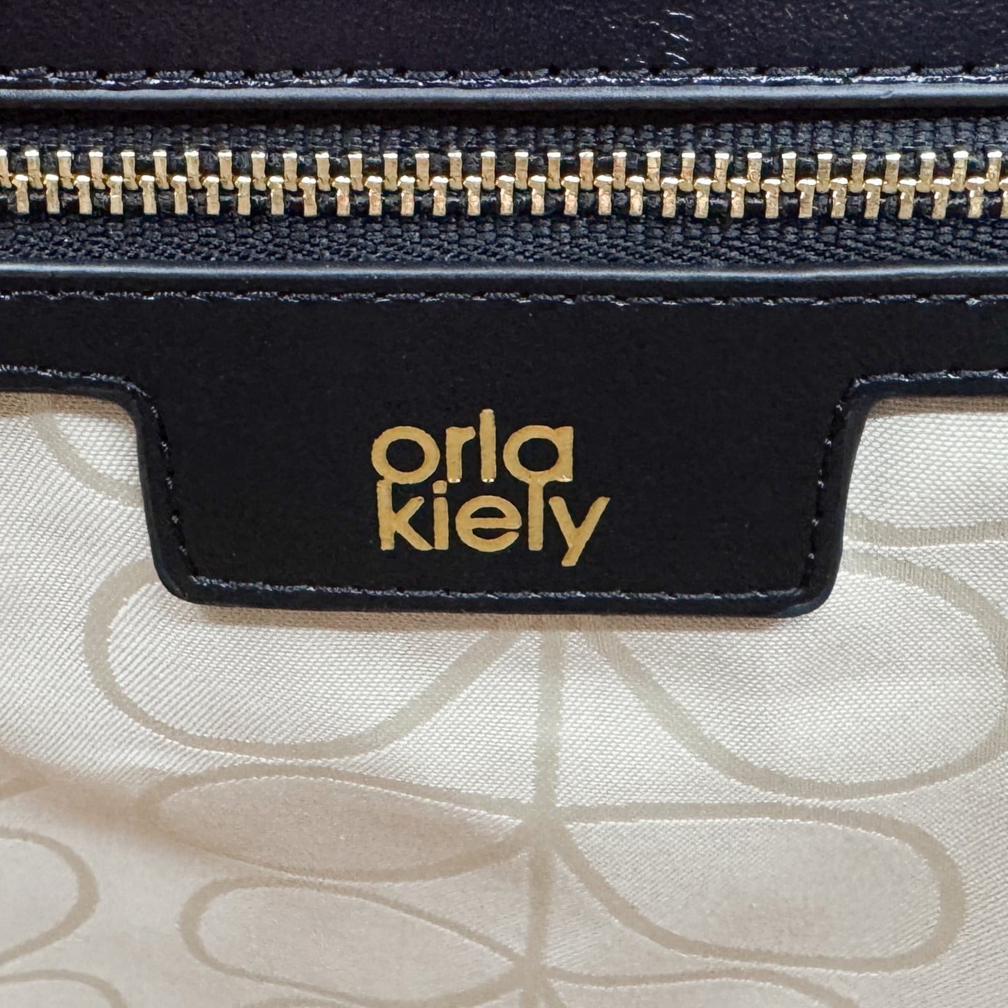 Orla Kiely Olive Green Solid Stem Smile Tote Bag