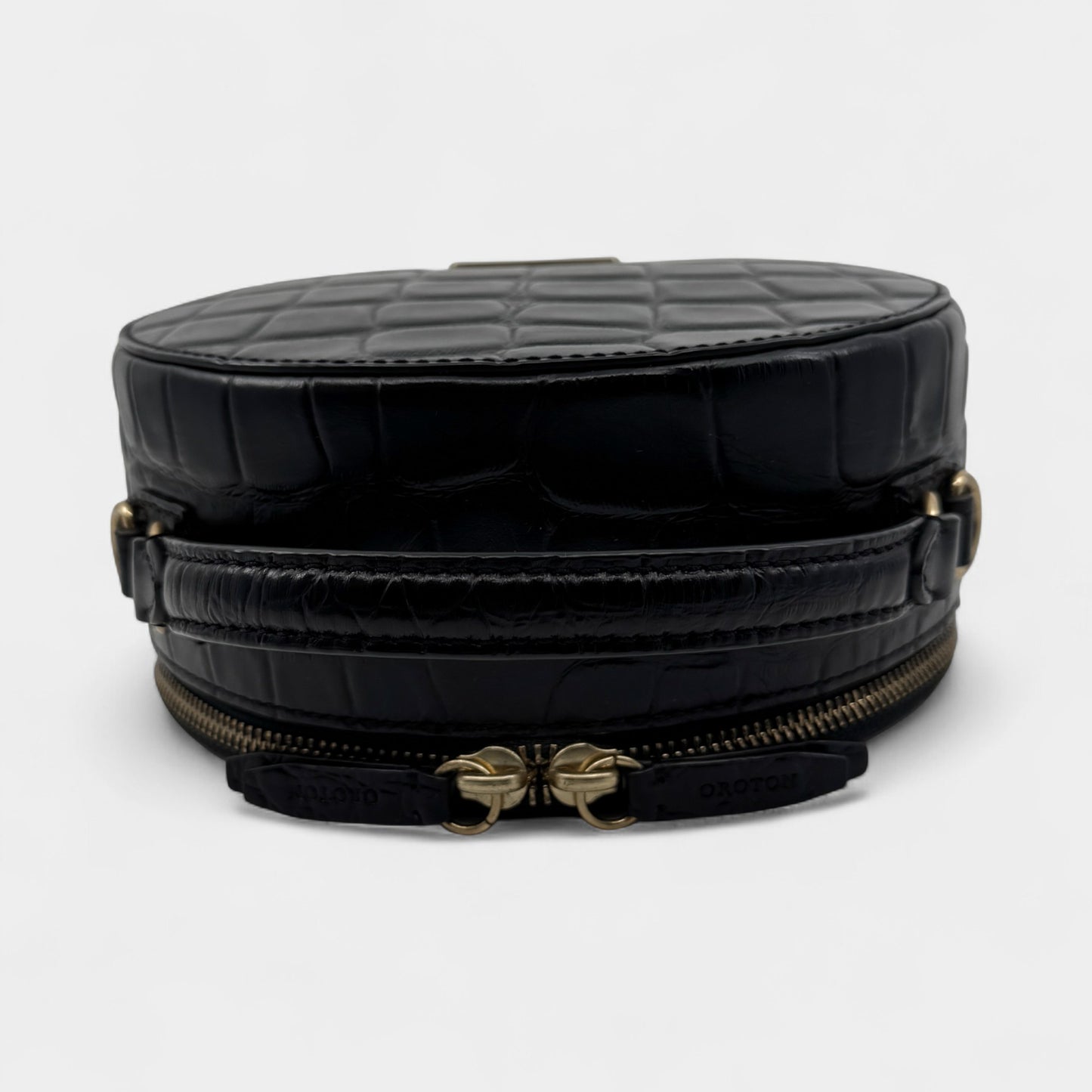 Oroton Black Leather Limited Edition Scenic Circle Bag [No.67/80]