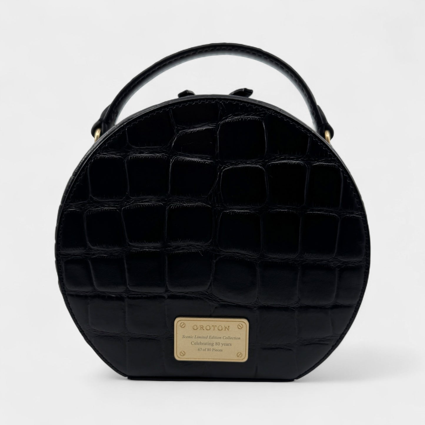 Oroton Black Leather Limited Edition Scenic Circle Bag [No.67/80]