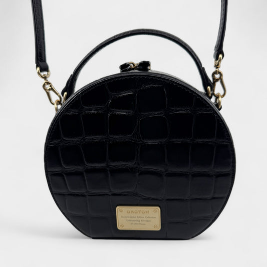 Oroton Black Leather Limited Edition Scenic Circle Bag [No.67/80]