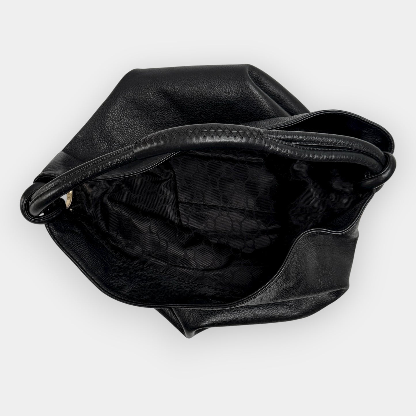 Oroton Black Leather Slouchy Large Hobo Bag