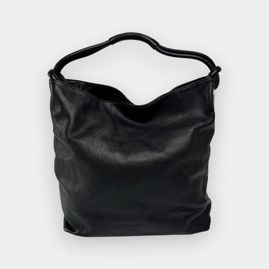 Oroton Black Leather Slouchy Large Hobo Bag